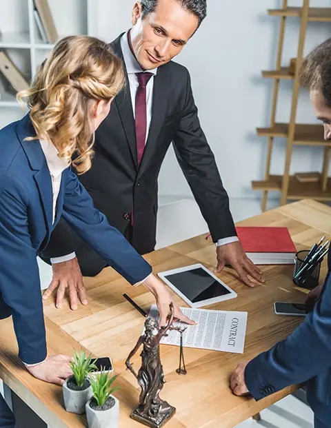 services lawyer with client